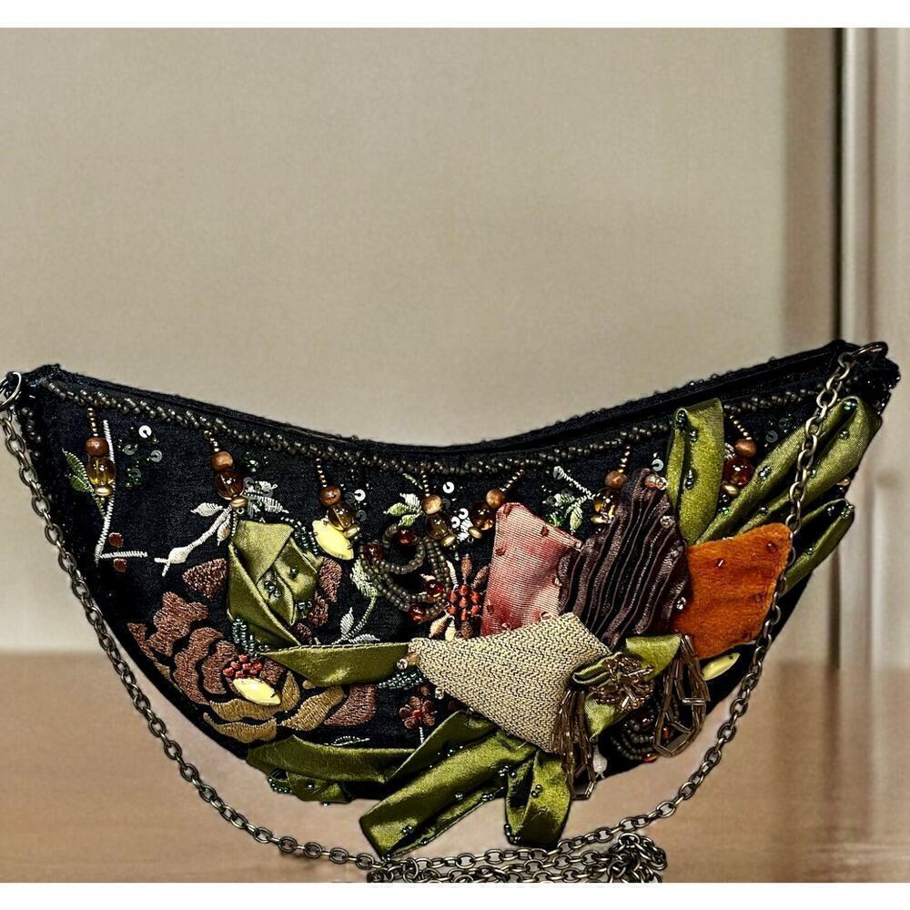 Vintage Mary Frances Silk Embroidered Floral Crossbody Bag - Picture 10 of 10